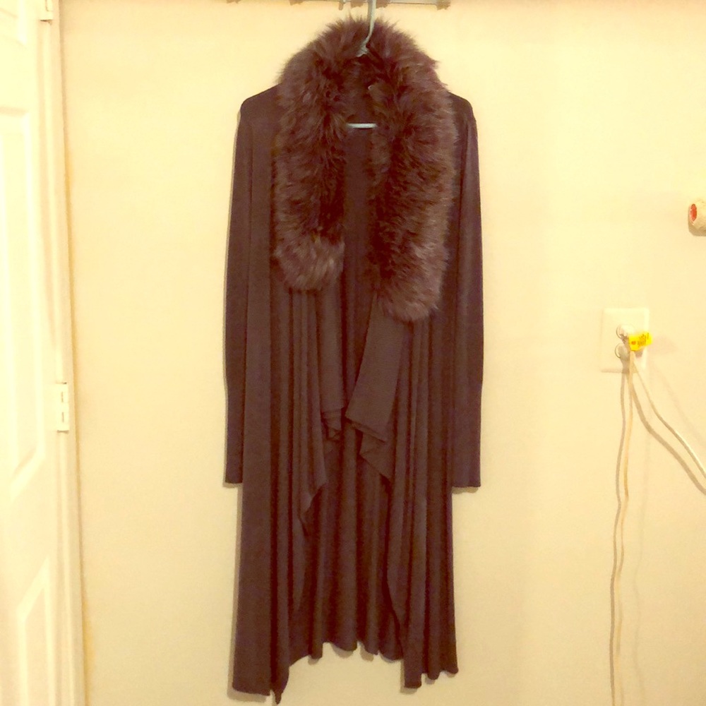 Faux fur long duster
